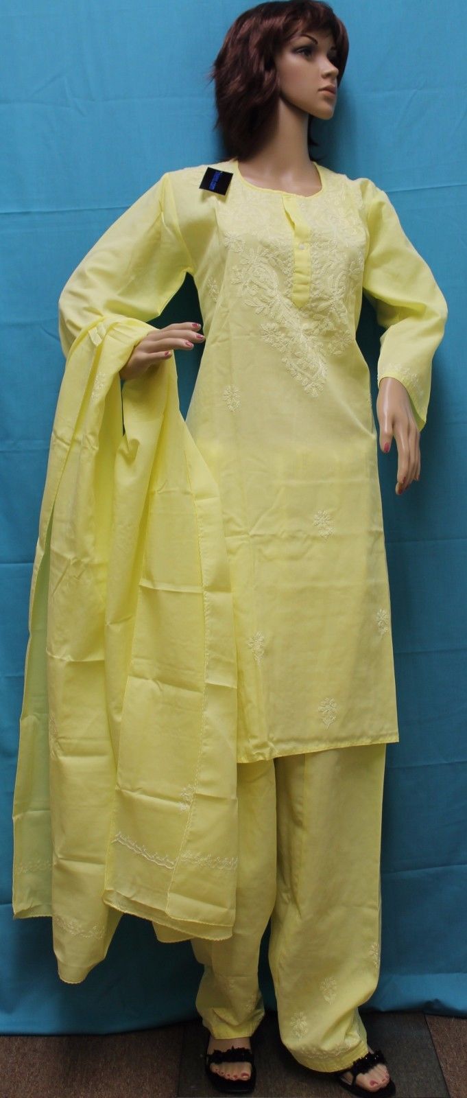 Lemon Yellow Simple Design Cotton Salwar Kameez - S to Plus Size Lemon Yellow Simple Design Cotton Salwar Kameez - S to Plus Size