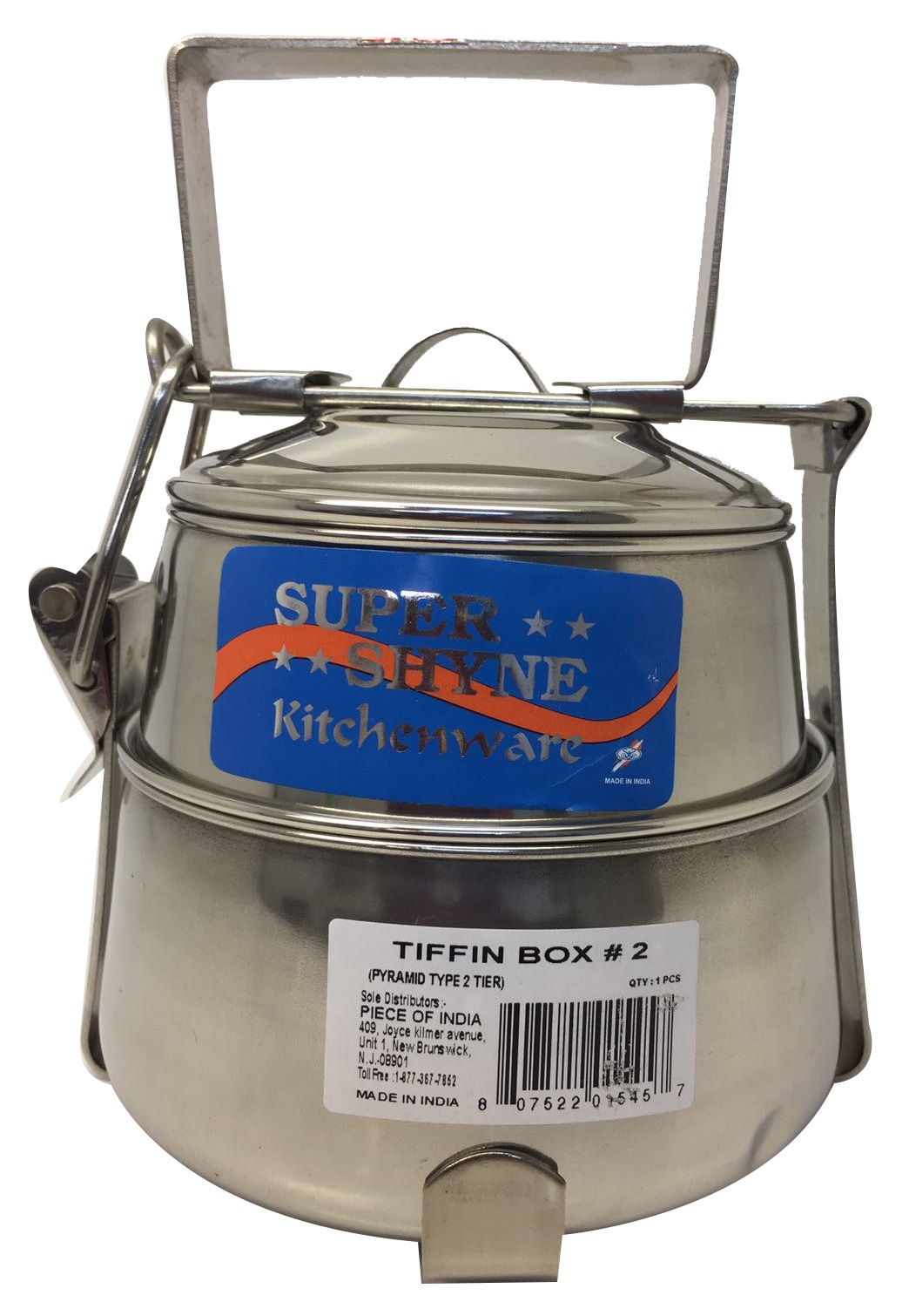 Pyramid Style Stainless Steel Indian Lunch Box / Tiffin Carrier 2 Tier Pyramid Style Stainless Steel Indian Lunch Box / Tiffin Carrier 2 Tier