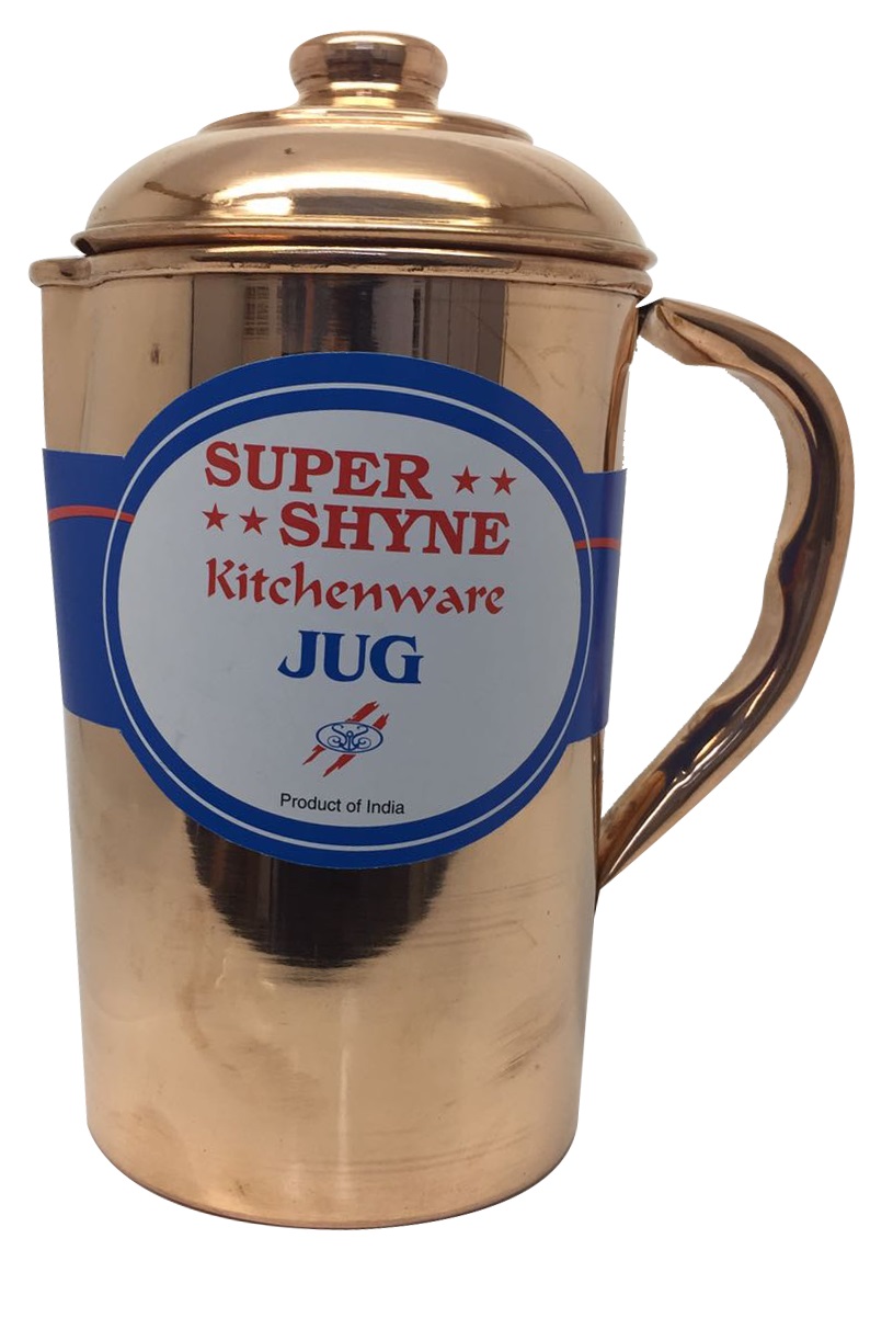 Plain Design Pure Copper Jug w/ Lid & Handle 48 fl oz - Supershyne Plain Design Pure Copper Jug w/ Lid & Handle 48 fl oz - Supershyne