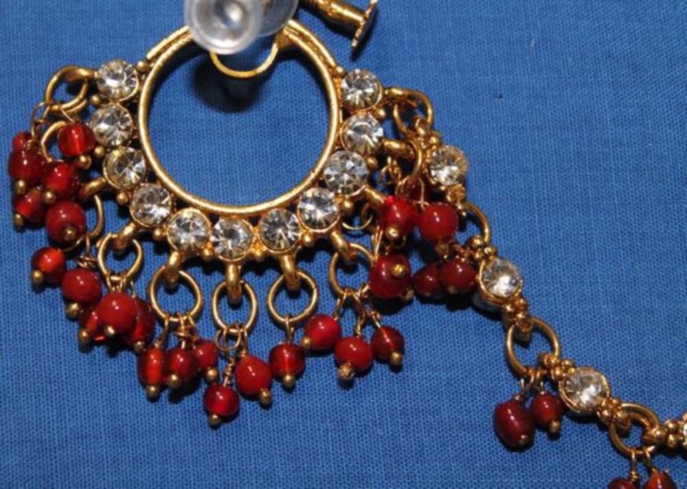 Nose Pin, Golden ZC Beadwork Nath Indian Nose Jewelry Nose Pin, Golden ZC Beadwork Nath Indian Nose Jewelry