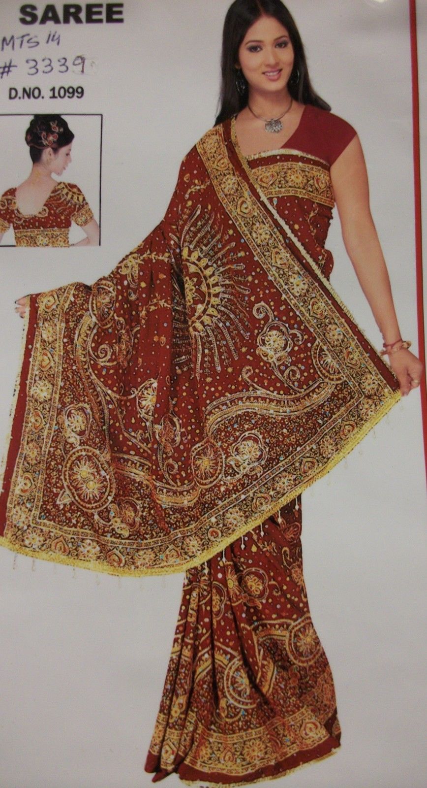 Traditional Printed Embroidered Red Georgette Saree