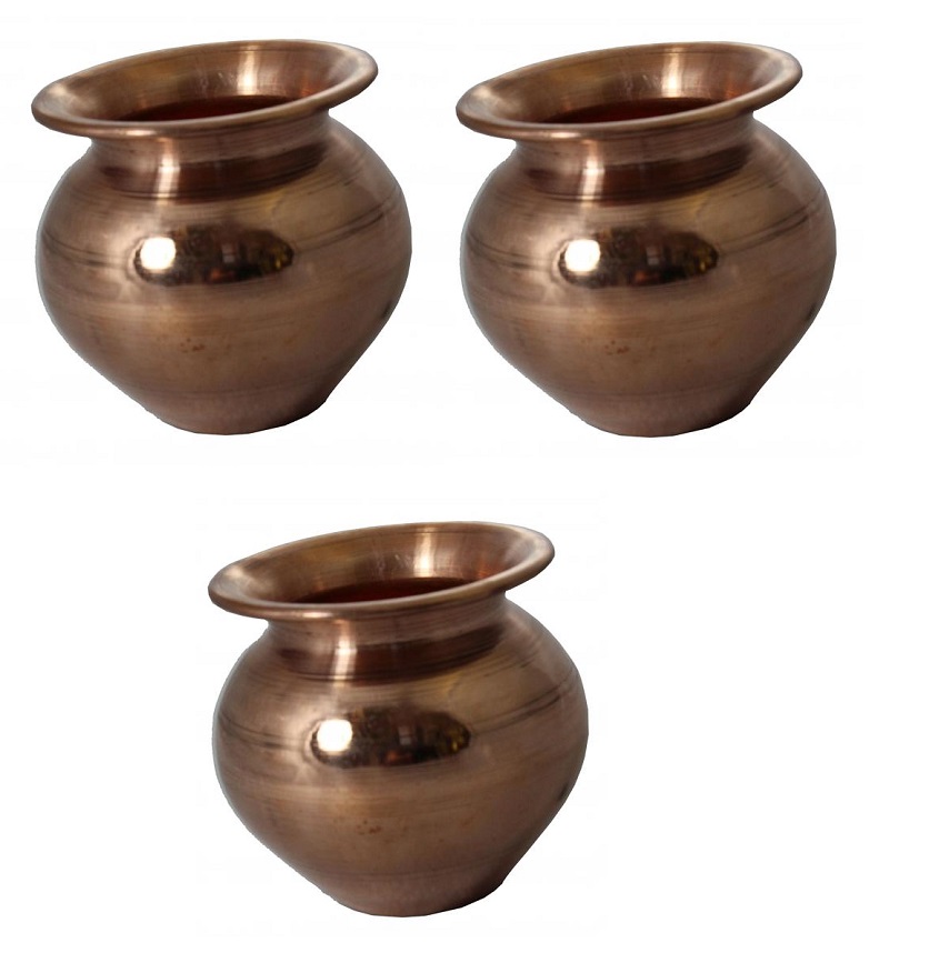 Small & Large 100% Pure Copper Lota Kalash for Pooja 3" - 6.25" (3 Pcs) Small & Large 100% Pure Copper Lota Kalash for Pooja 3" - 6.25" (3 Pcs)