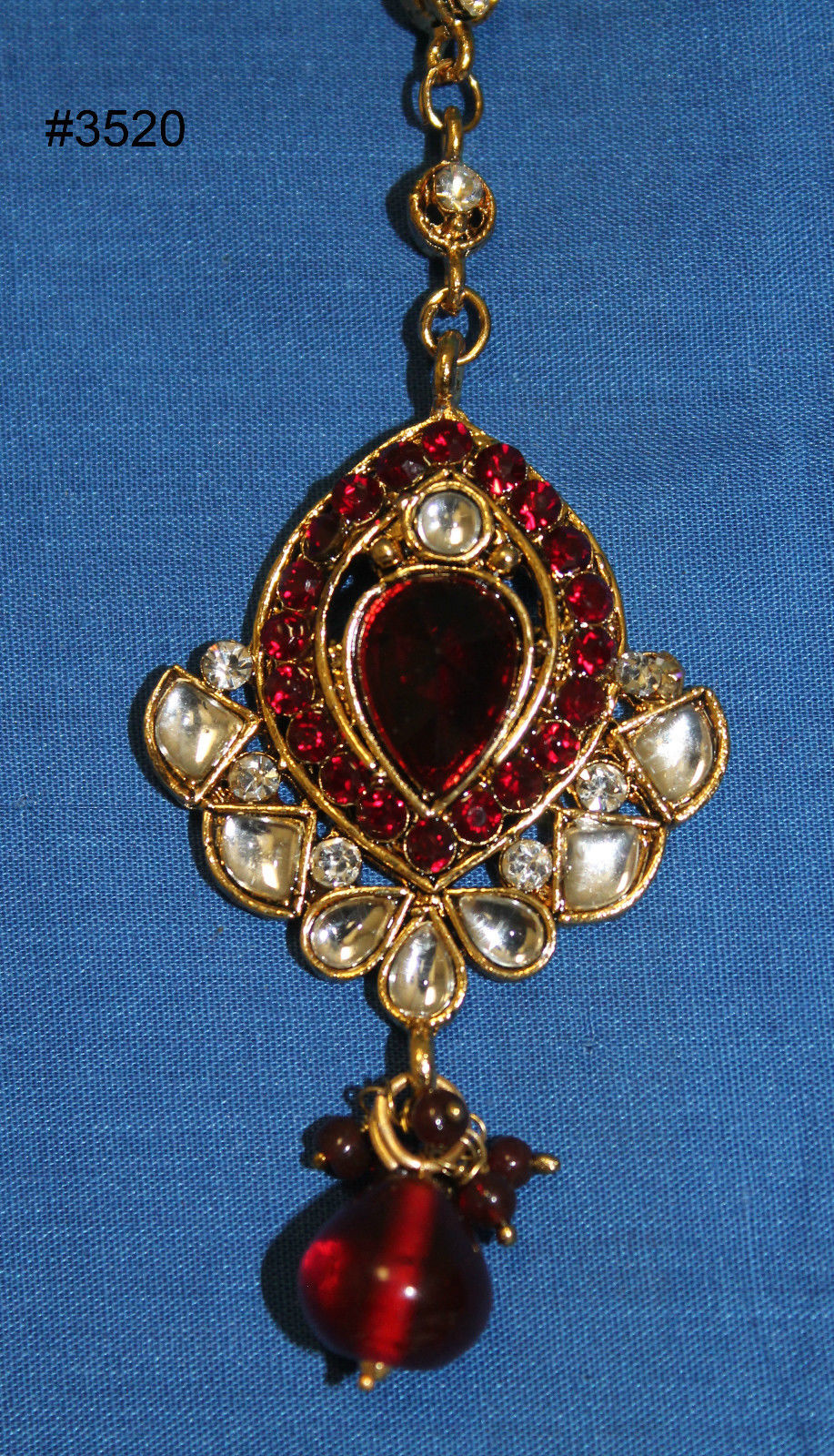 Maang Tikka Head Jewelry Golden Jhoomar w/ Stone Work #3520