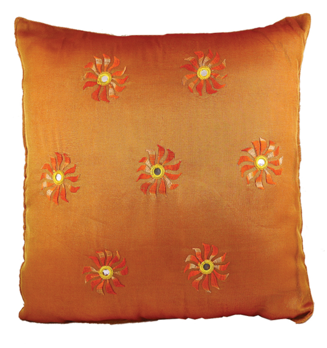 ORGANNZA TISSUE w/ MIRROR WORK CUSHION w/ PILLOW INSIDE (SET OF 2) ORGANNZA TISSUE w/ MIRROR WORK CUSHION w/ PILLOW INSIDE (SET OF 2)