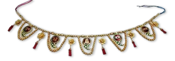 Bandanwar w/ Mango & Flower Pattern w/ Shubh Laabh Ganesh Toran Bandanwar w/ Mango & Flower Pattern w/ Shubh Laabh Ganesh Toran