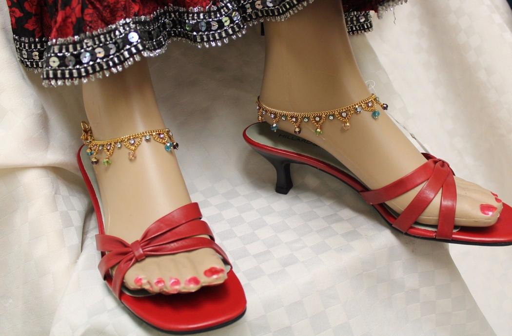 Golden Multi Color Anklet Payal w/ Crystals & Beads #3551 Golden Multi Color Anklet Payal w/ Crystals & Beads #3551