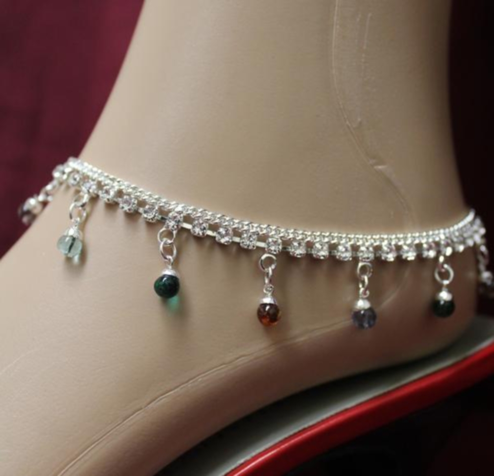 Traditional Design Silver Multi Color Payal / Anklet Traditional Design Silver Multi Color Payal / Anklet