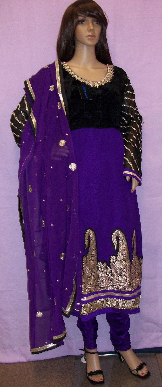 Purple Georgette Anarkali Salwar Kameez Dupatta (L)