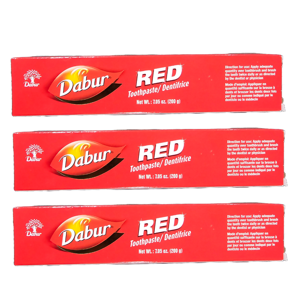 Dabur Red Ayurvedic Toothpaste - 200g (Pack of 3) | Herbal Oral Care with Clove, Mint & Ginger | Cavity & Plaque Protection