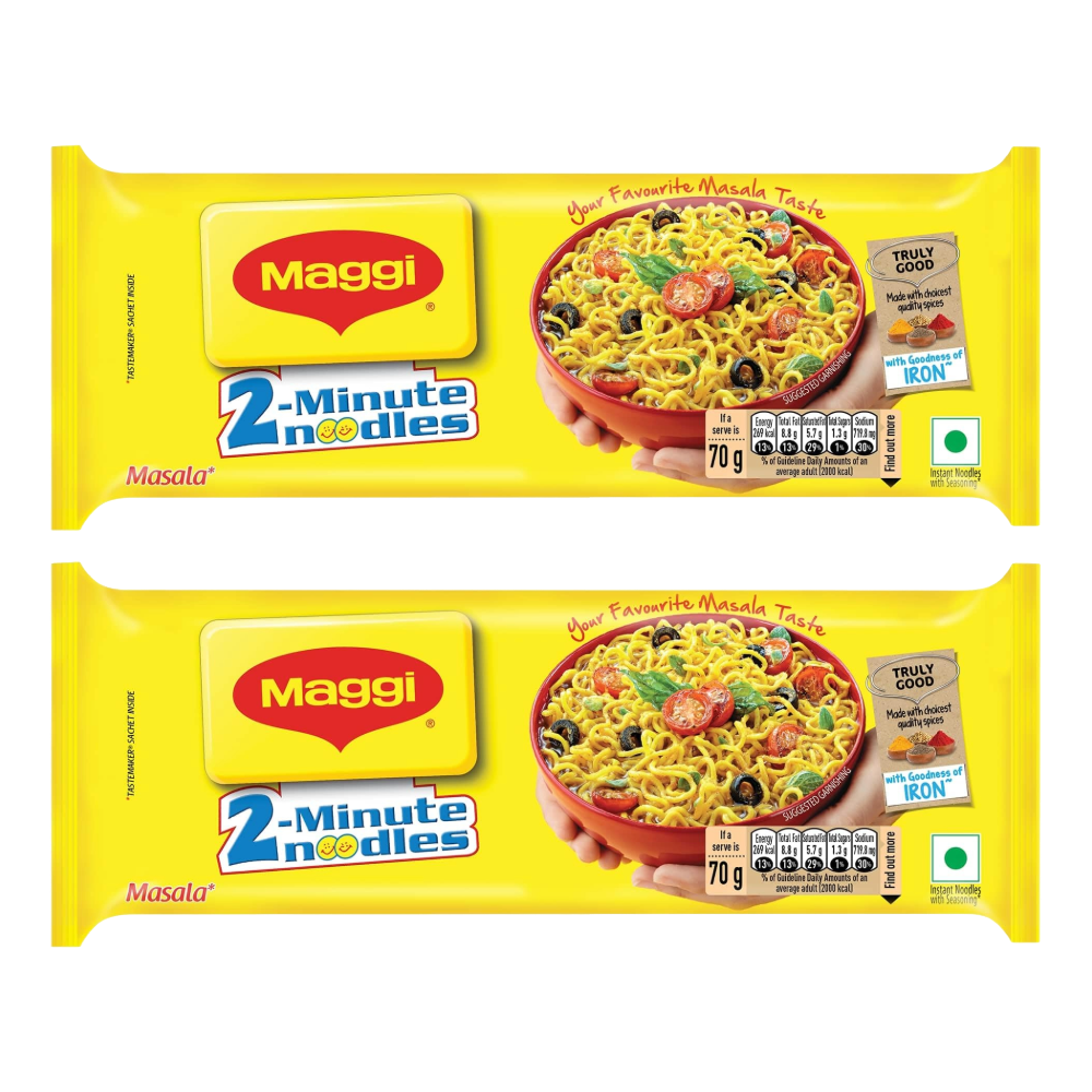Maggi Masala Instant Noodles - 280g (Pack of 2) | Authentic Indian Spiced Noodles