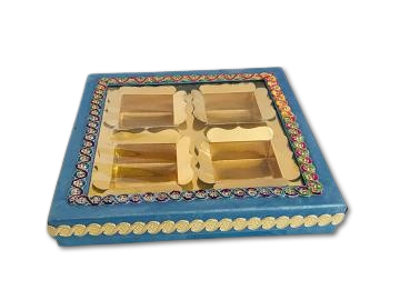 Empty DryFruit Boxes in Square Shape - 4 Compartment (200Gms) - 9 x 9"