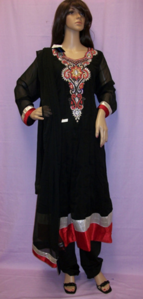 Black Georgette Masakali Anarkali Designer Party Wear Suit (L-XL) Black Georgette Masakali Anarkali Designer Party Wear Suit (L-XL)