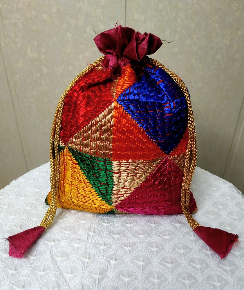 fcity.in - Women Premium Handmade Potli Bag With Pearl Latkan And Handle For