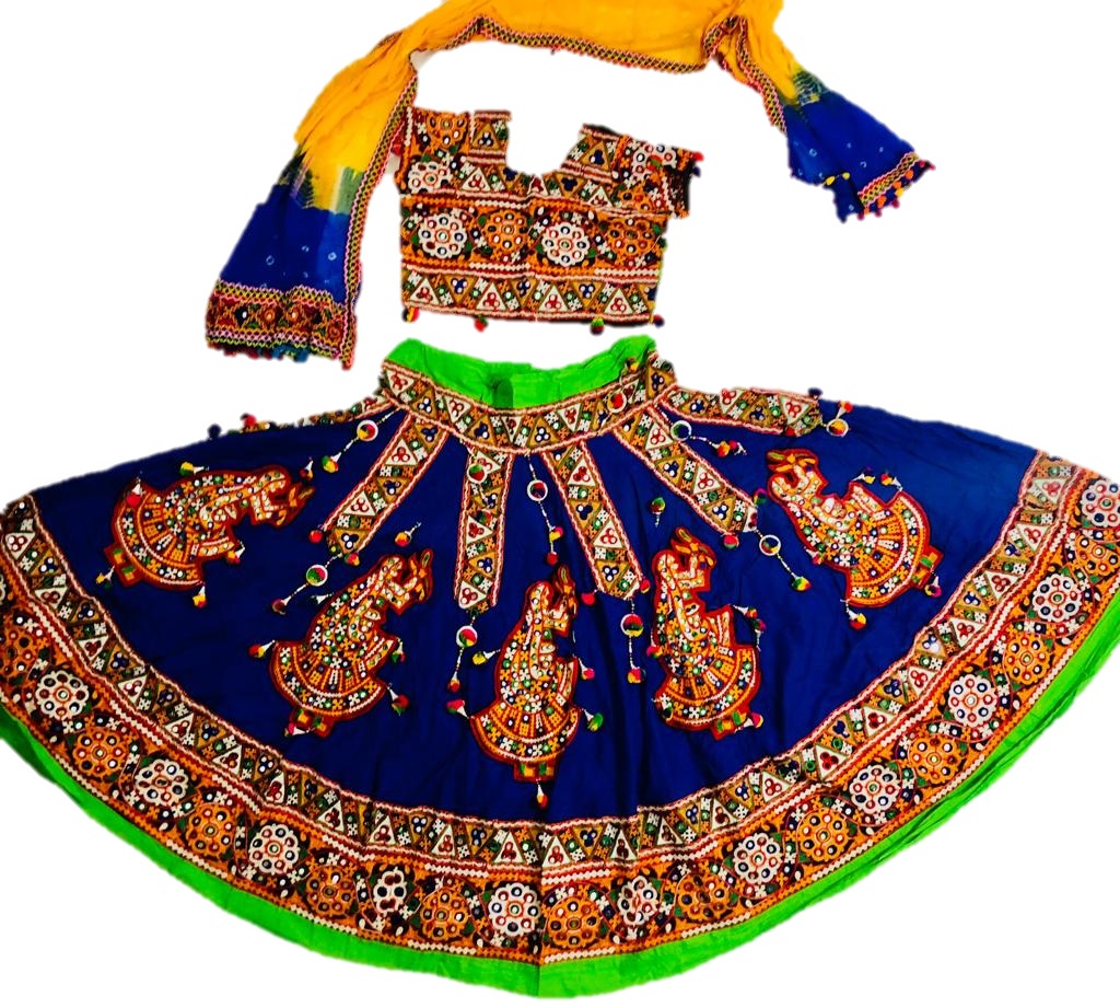 Bold & Beautiful Blue Navratri Garba Dance Chaniya Choli Costume Bold & Beautiful Blue Navratri Garba Dance Chaniya Choli Costume