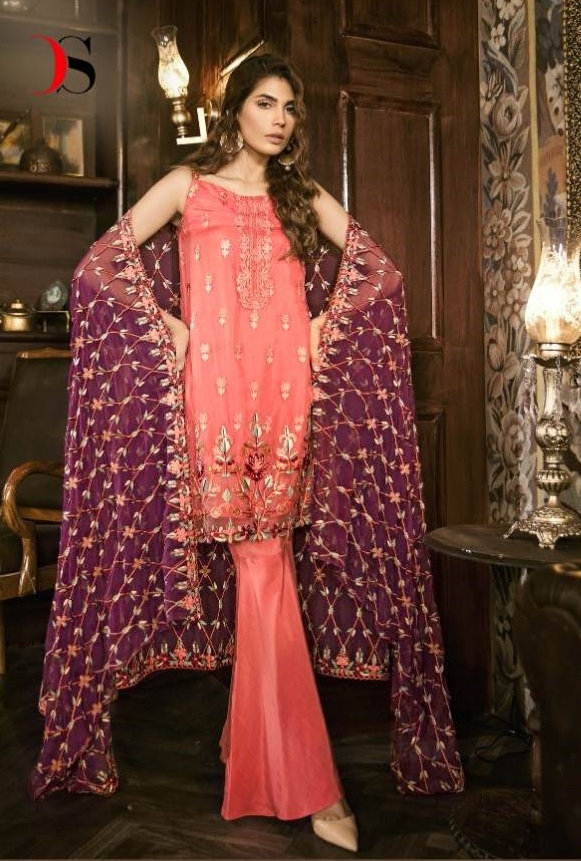 Gorgeous Peach Heavy Plazzo Anarkali Salwar Kameez Suit 3