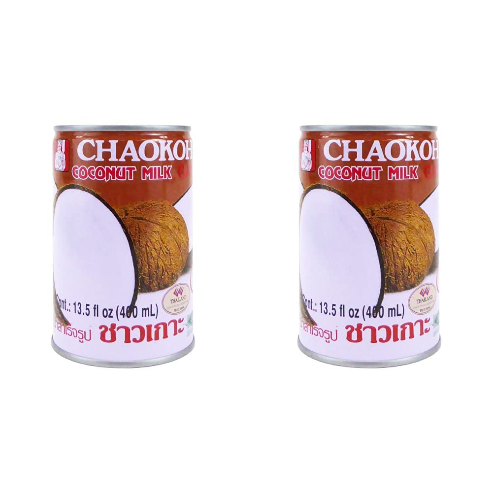 Chaokoh Coconut Milk Unsweetened 12 Pack - Premium, Canned Coconut Milk for Curries, Drinks, Desserts, & More (13.5 oz per Can)