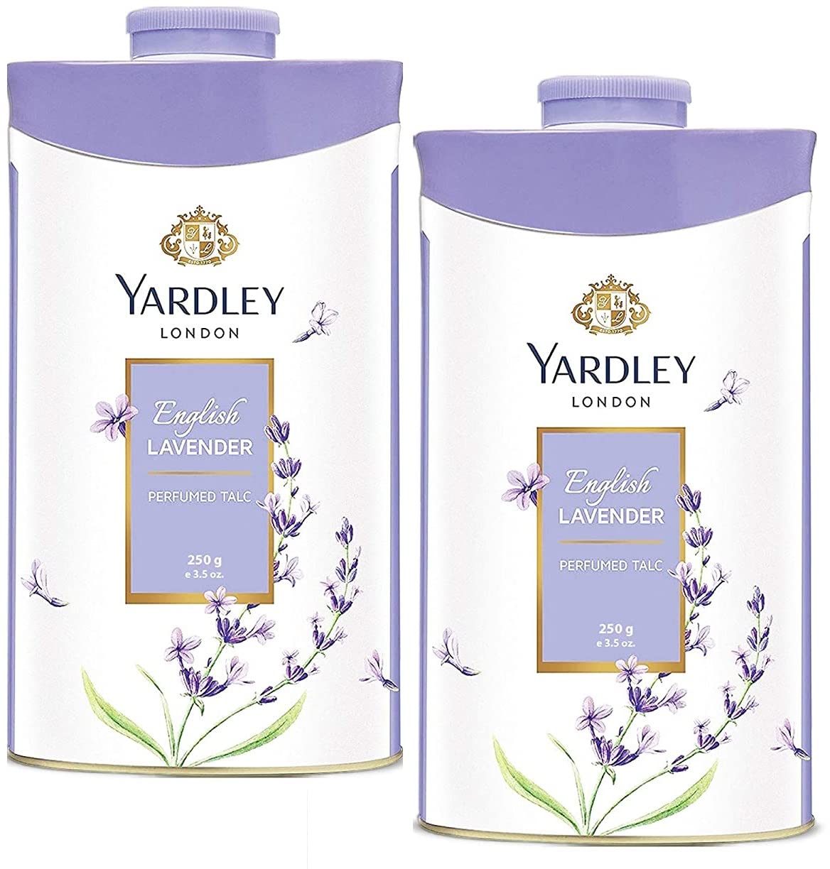 Yardley London Perfumed Fresh Floral Fragrances Locked in a fine & Silky Talcum Powder (Yardley English Lavender Perfumed Talc - 250gm, Pack of 2)