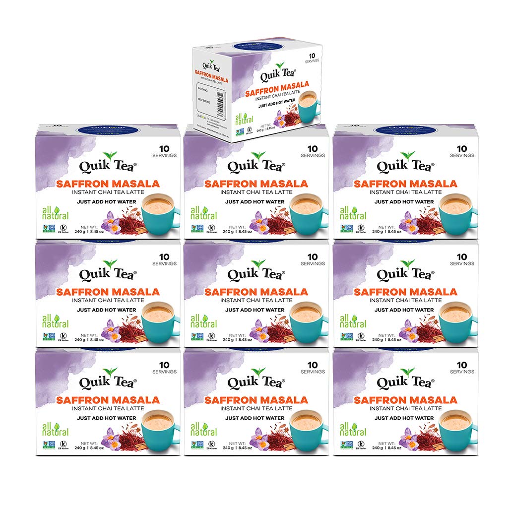 QuikTea, Chai Tea Latte 10 Boxes of 10 each, Saffron Masala, 100 Count QuikTea, Chai Tea Latte 10 Boxes of 10 each, Saffron Masala, 100 Count