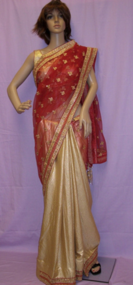 Maroon Net Golden Silk Half Half Bridal Wear Saree Designer Sari Sale Buy Indian Bridal Wear Online