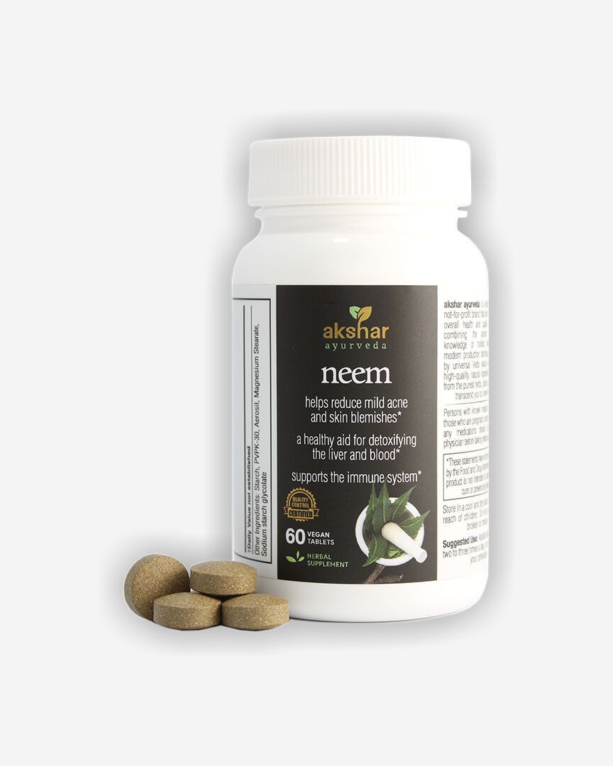 Akshar Ayurveda Neem Herbal Supplement All Natural 60 Vegan Tablets Akshar Ayurveda Neem Herbal Supplement All Natural 60 Vegan Tablets