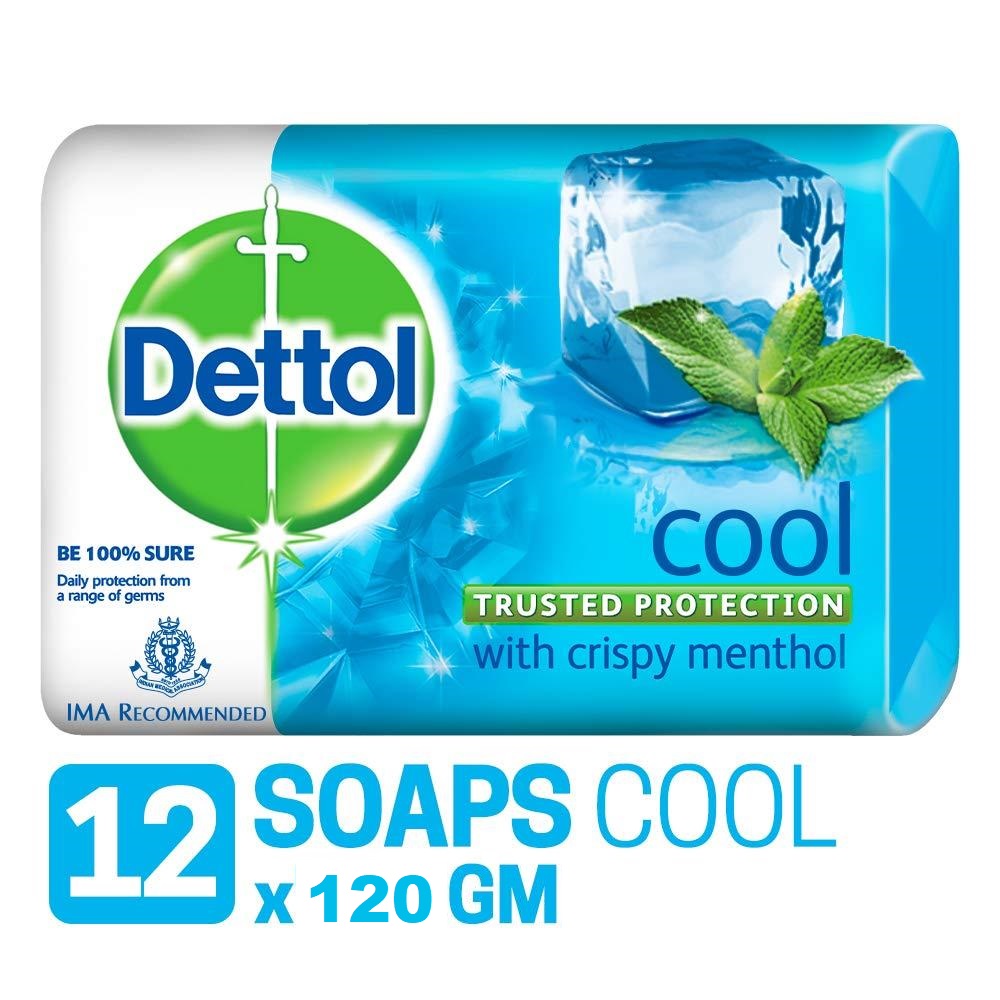 Dettol Cool Soap w/ Crispy Menthol for Healthy Skin 120g Each - Pack of 12 Dettol Cool Soap w/ Crispy Menthol for Healthy Skin 120g Each - Pack of 12