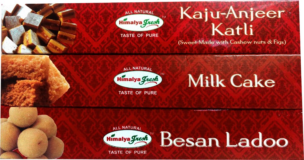 Kaju Anjeer Katli, Milk Cake & Besan Ladoo Indian Mithai Combo 3 Boxes
