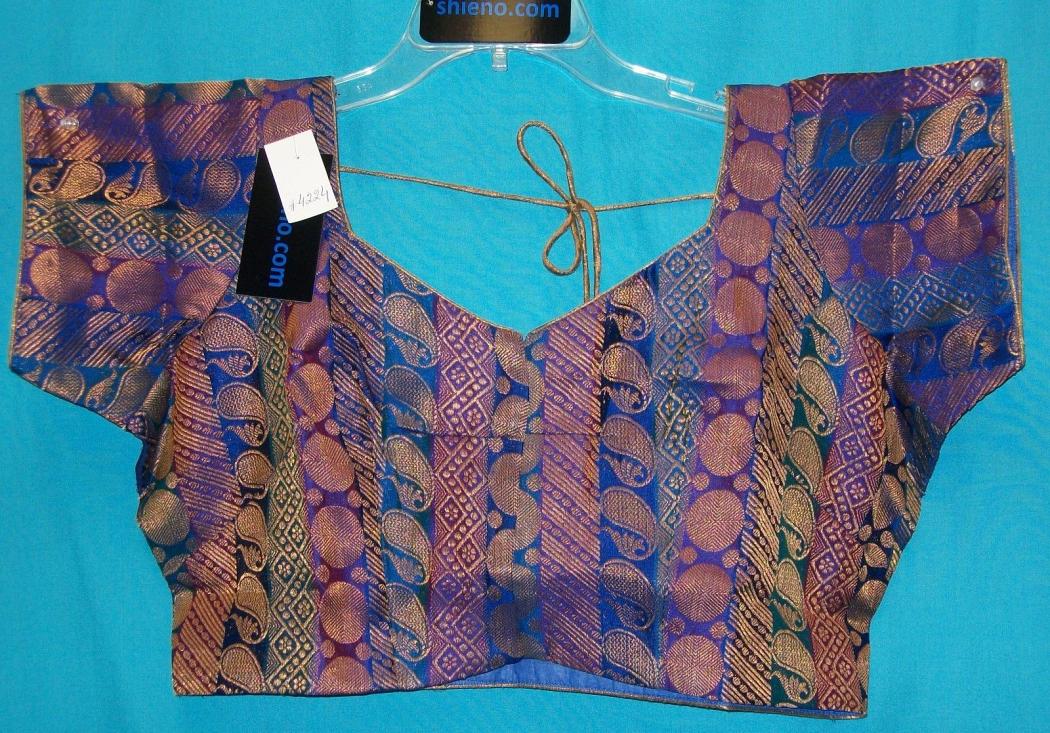Blue Golden Readymade Choli Blouse for Sarees - X Large Blue Golden Readymade Choli Blouse for Sarees - X Large