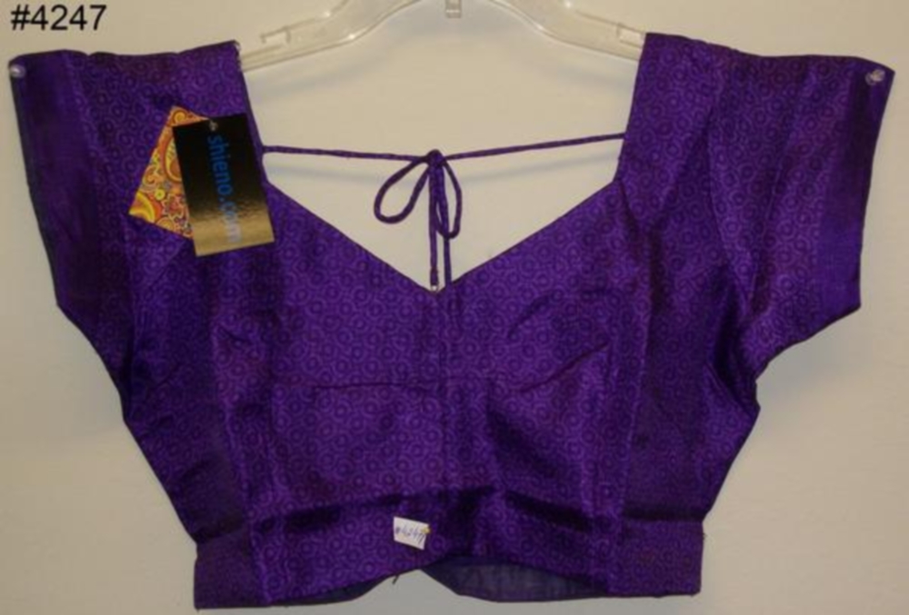 Purple Blue Slub Plain Designer Choli Stitched Blouse Medium 38 Size #4247 Purple Blue Slub Plain Designer Choli Stitched Blouse Medium 38 Size #4247