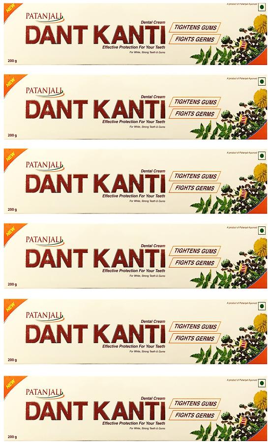 Patanjali Dant Kanti Toothpaste 200 Grams (7 Ounces) Pack of 6 Patanjali Dant Kanti Toothpaste 200 Grams (7 Ounces) Pack of 6