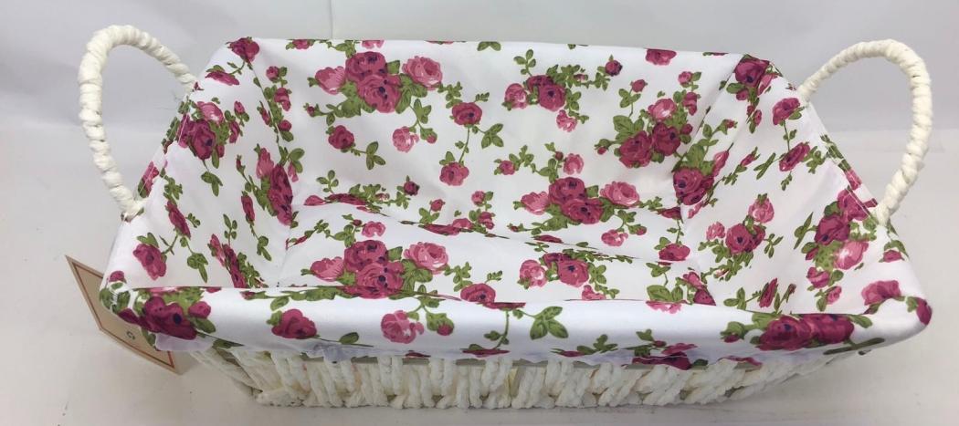 Rectangle Multipurpose Woven Basket w/ Cloth Lining 3 Pcs
