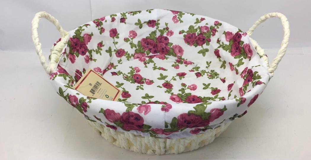 Multipurpose Round Woven Basket w/ Cloth Lining 3 Pcs Set