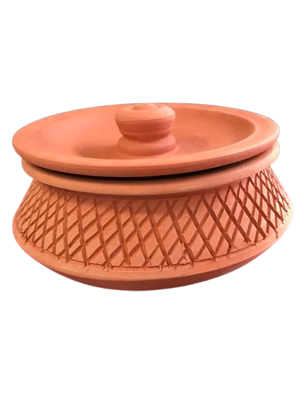 Clay Cooking Handi, Undhiyu / Biryani / Curry Making Earthen Pot (Matla) 8"