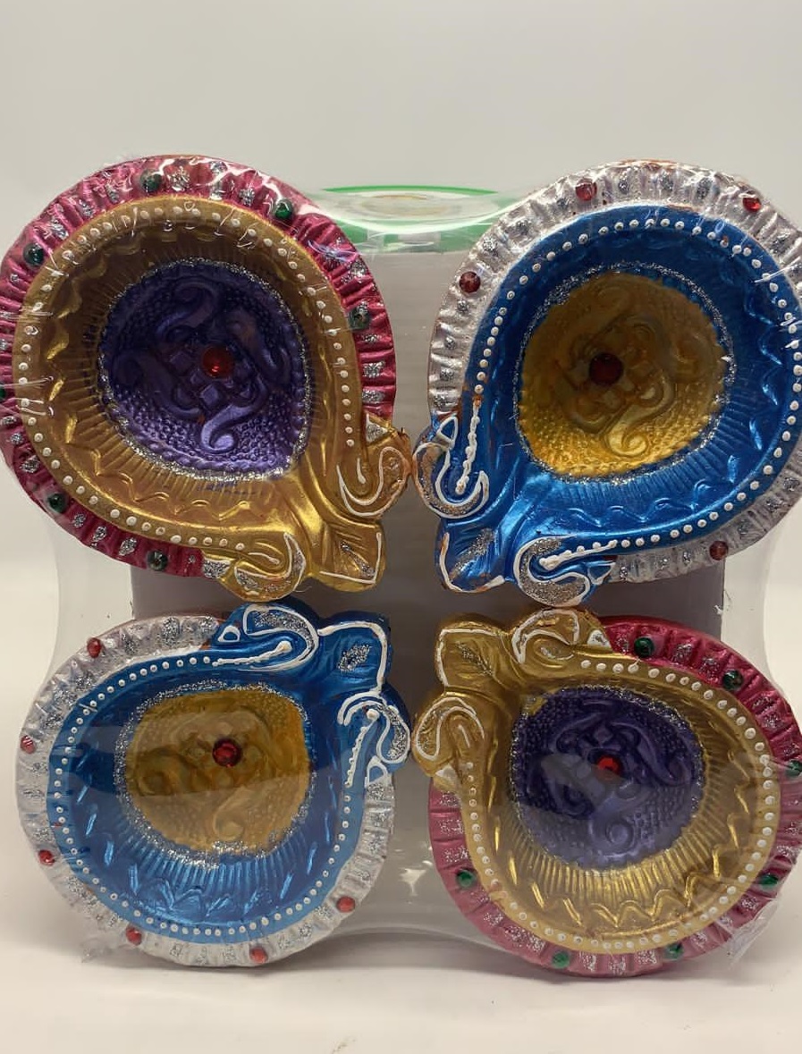 4 * 6 sets - 24 Pcs Colorful Clay Earthen Diya Diya for Diwali Decor & Gift 4 * 6 sets - 24 Pcs Colorful Clay Earthen Diya Diya for Diwali Decor & Gift