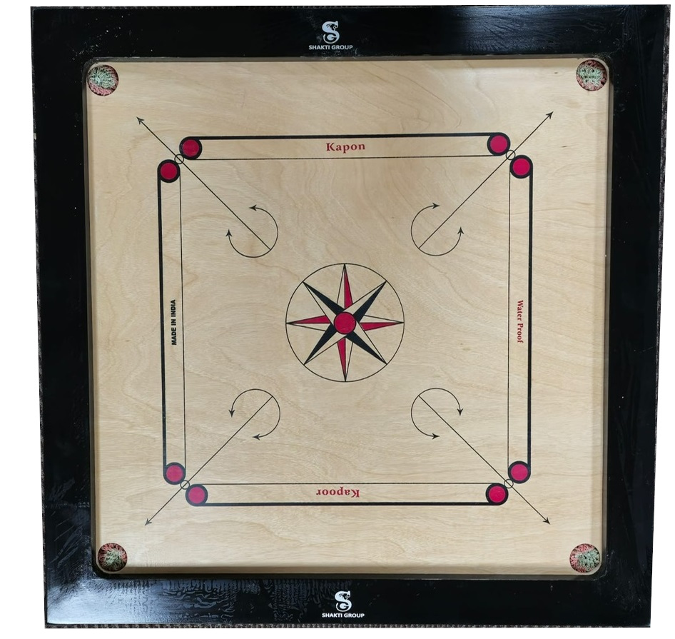 Carrom Board Game w/ Coins, Striker & Powder - Full Size 34.5" x 34.5"