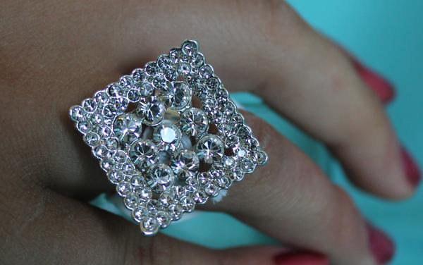 Finger Ring, Large Stylish Indian Rings w/ Crystal Stone Work Finger Ring, Large Stylish Indian Rings w/ Crystal Stone Work