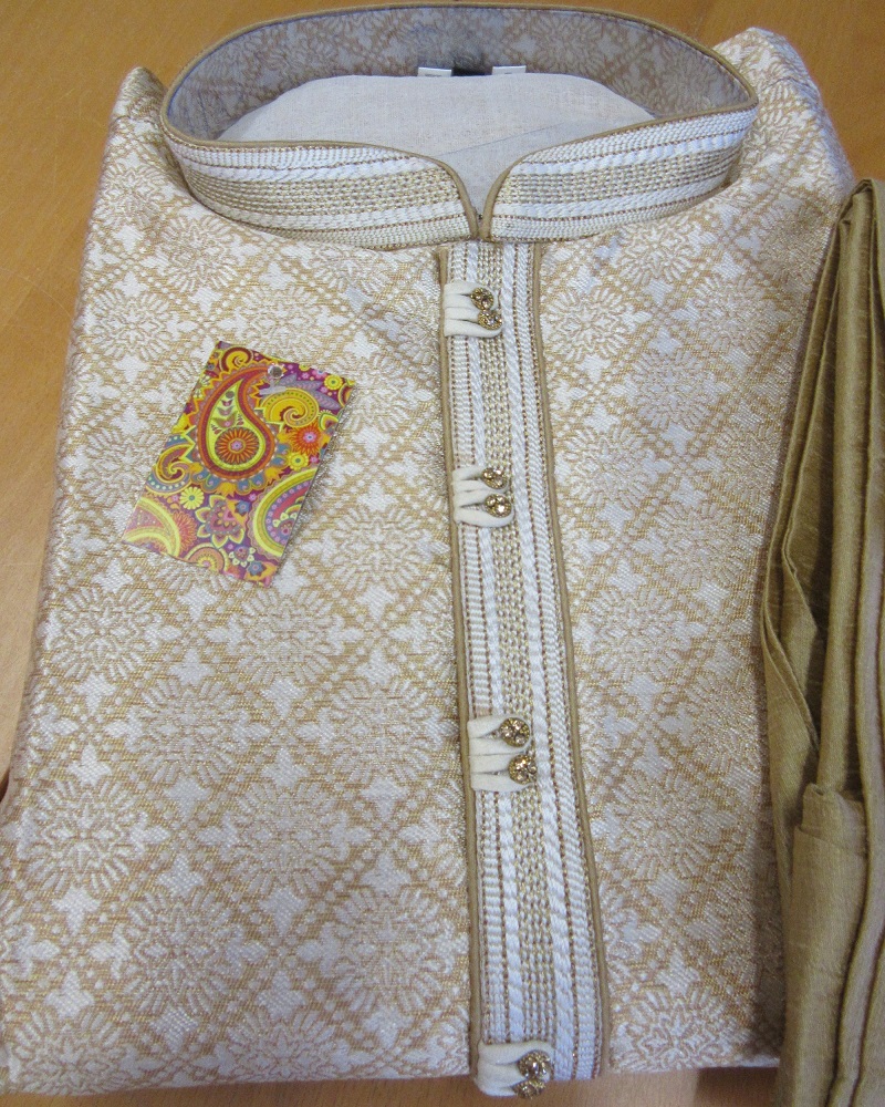 Fancy Self Design Ivory Brocade Kurta Pajama Sets for Men (42" - 48") Fancy Self Design Ivory Brocade Kurta Pajama Sets for Men (42" - 48")