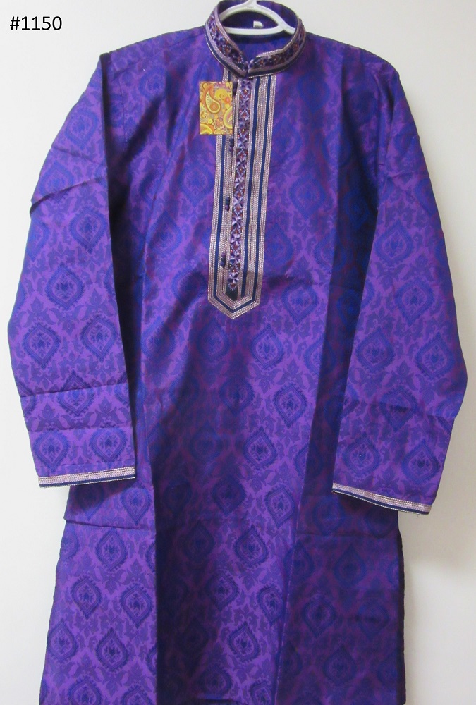 Self Design Fancy Purple Men Kurta Pajama Set Small 36 Size #4581150