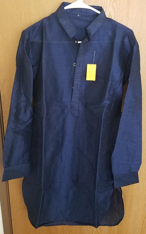 Men's Black OR Blue Viscose Kurta Pajama Set Size Large 42 #4581609