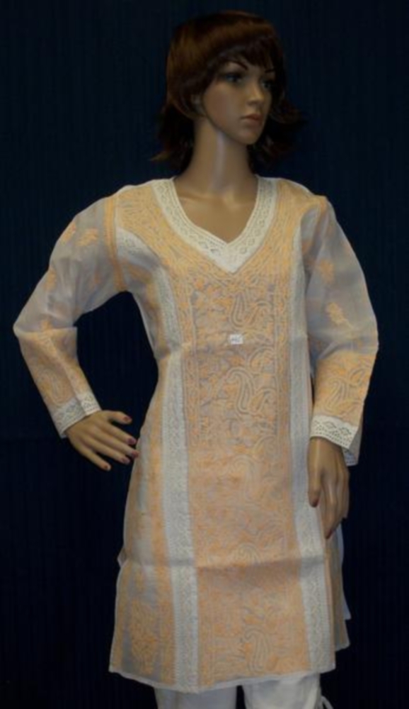 Blouse 046 White Cotton Embroidered Small Size Tunic Top Kurti Shieno Blouse 046 White Cotton Embroidered Small Size Tunic Top Kurti Shieno