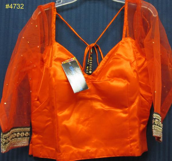 Choli 4732 Orange Net/Satin Medium Size Choli Saree Blouse Choli 4732 Orange Net/Satin Medium Size Choli Saree Blouse