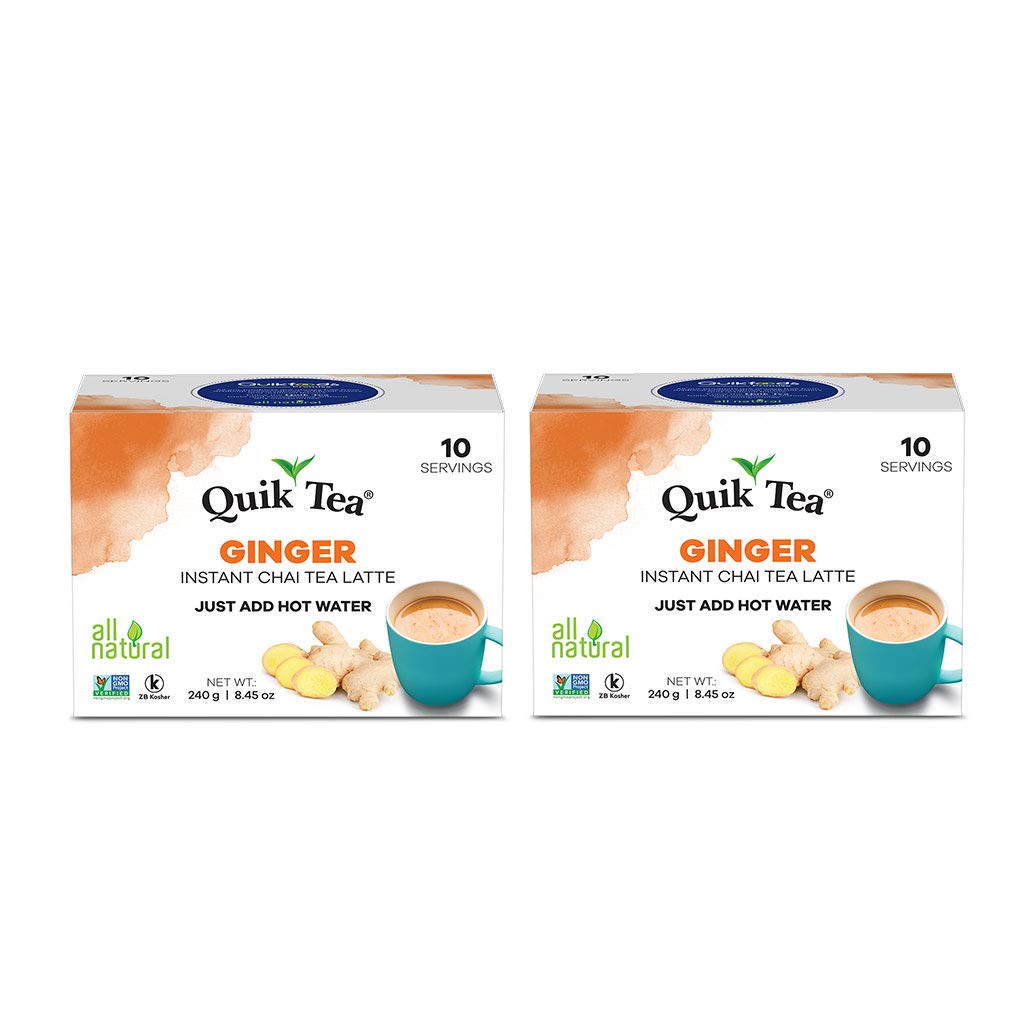QuikTea Ginger Chai Tea Latte - 20 Count (2 Boxes of 10 Each) - Packaging May Vary