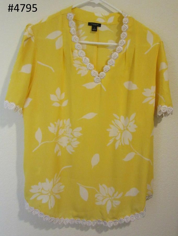 Ann Taylor White Yellow Georgette M Size Blouse Kurti Ann Taylor White Yellow Georgette M Size Blouse Kurti