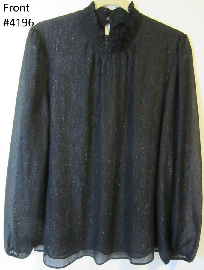 Ann Taylor Black Shimmer Georgette L Size Blouse Kurti