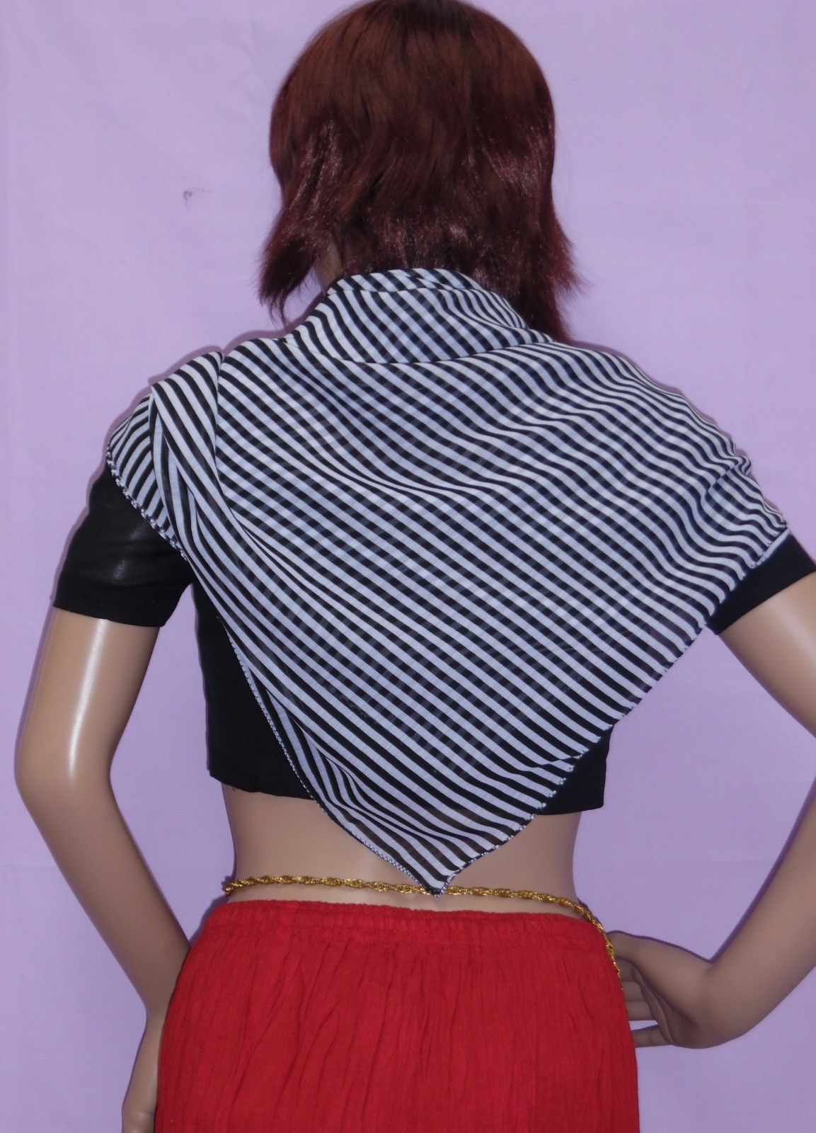 Black & White Stripes Square Dupatta Shawl Stole #4806