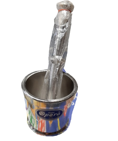 Stainless Steel Large Khal Dasta / Mortar & Pestle for kitchen - Size 3