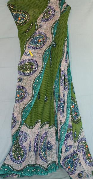 Blue Green Georgette Party Wear Printed Sari Shieno Sarees