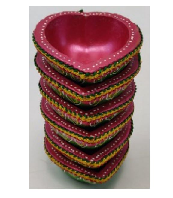 144 Pcs Traditional Colorful Rajwadi Design Diyas for Diwali - 24 Sets