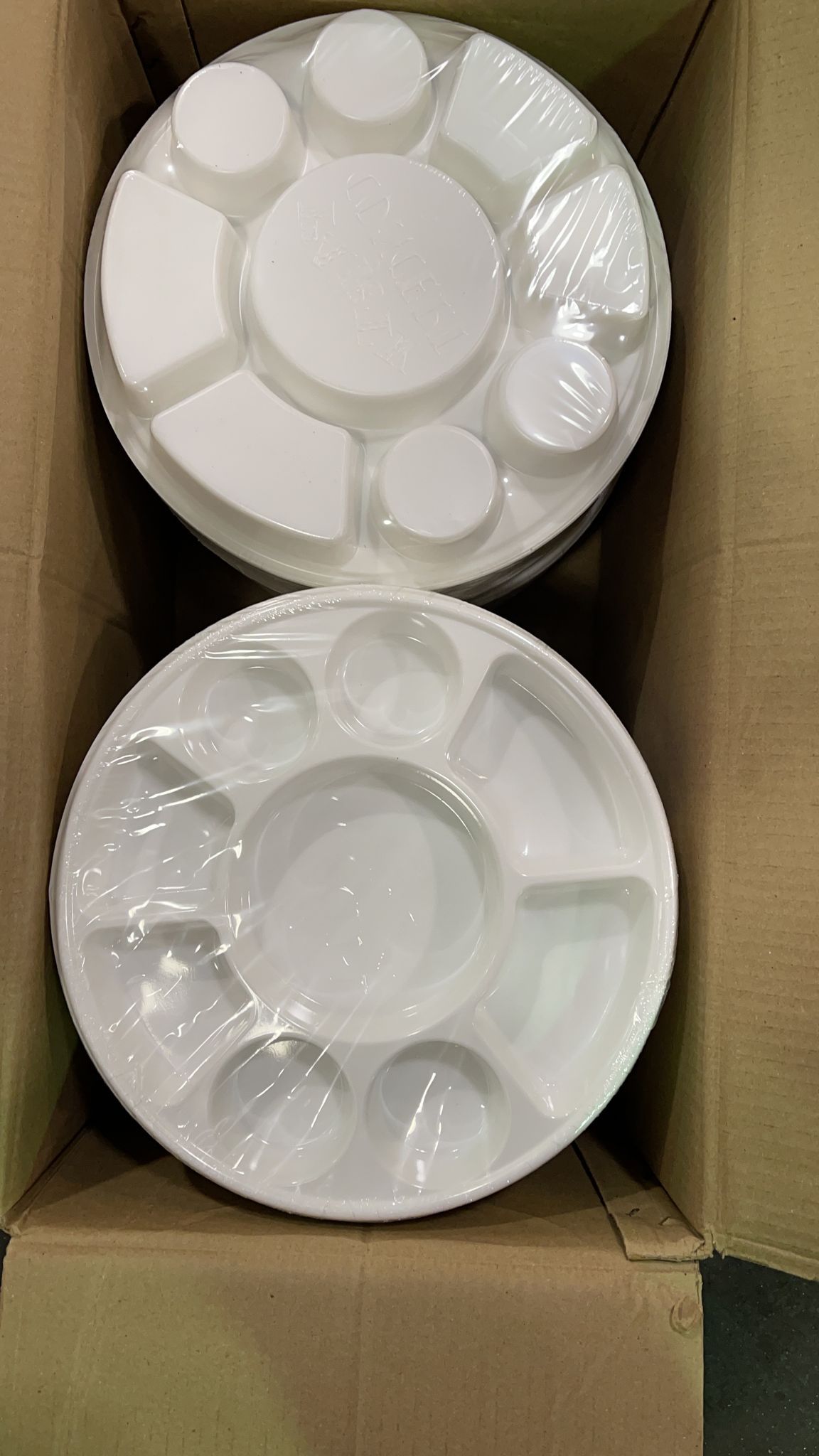 10 Compartment White Disposable Plastic Plates - 200pcs