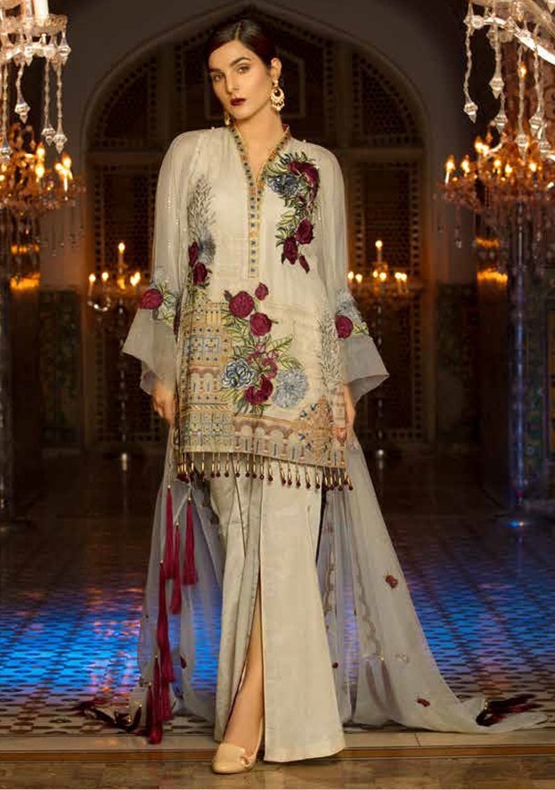 White Designer Salwar Kameez Straight Suit (Unstitched)
