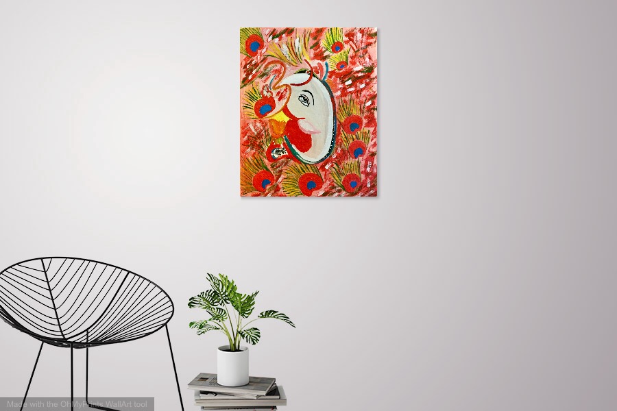 Acrylic Ganesha Painting on Canvas 8"X10"